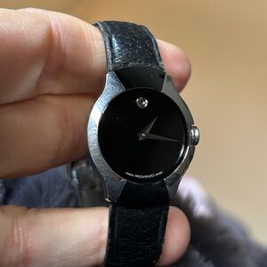 Movado Black and Silver Women's Watch